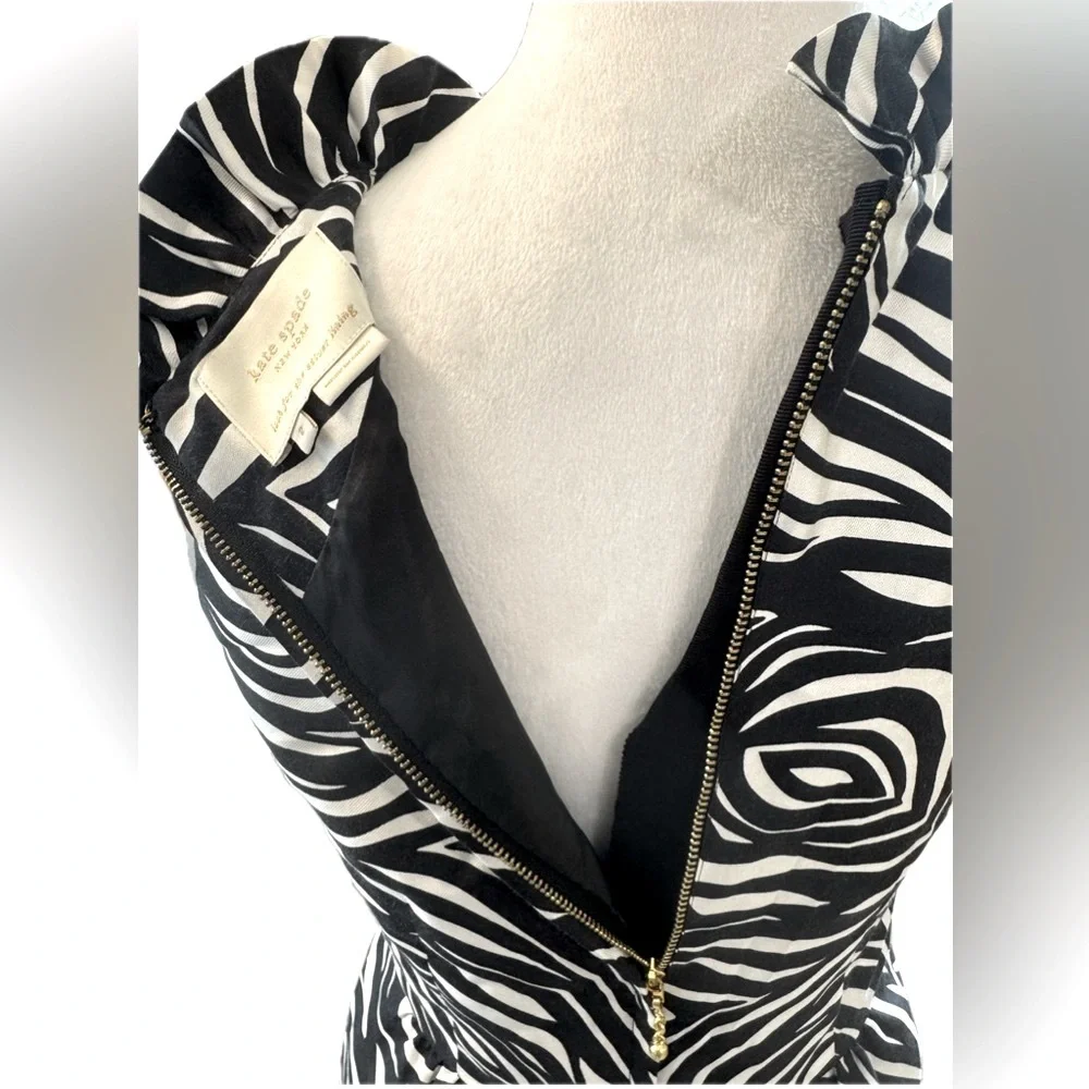 Kate Spade Look For the Silver Lining Zebra Peplum Sleeveless Top 2